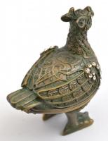 Kínai réz kakas. Festett fém, kinyitható, eredeti dobozában 5 cm