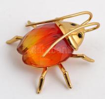Swarovski kristály bogár. Jelzett ezüst részekkel. Aranyozott. Eredeti dobozában 3,6 cm