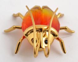 Swarovski kristály bogár. Jelzett ezüst részekkel. Aranyozott. Eredeti dobozában 3,6 cm