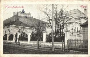 1916 Krasznahorkaváralja, Krásnohorské Podhradie; vár, utcakép a képtárral / Hrad Krásna Horka / castle, street view with the picture gallery (fl)