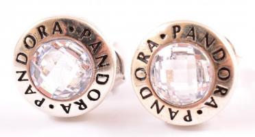 Ezüst(Ag) Pandora fülbevalópár kővel, jelzett, d: 1,2 cm, bruttó: 2,6 g