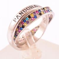 Ezüst(Ag) Pandora kettős gyűrű, jelzett, méret: 53, bruttó: 4,4 g
