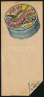 Réthy Béla gyógyszerész Békéscsabán pemetefű cukorka, kétoldalas számolócédula, az alján kis szakadással, kis foltokkal, 15x6 cm