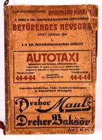1927 Telefonkönyv. A vidéki m. kir. távbeszélő hálózatok előfizetőinek betűrendes névsora. Sok reklámmal, kissé koszos papírborítóval