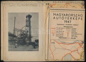1947 MOLAJ Magyar Szovjet olajművek RT. Autóstérkép. Több részből