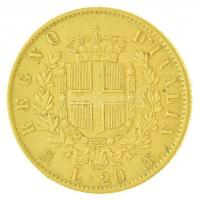 Olaszország 1873. 20L Au "II. Viktor Emánuel" (6.43g/0.900) T:2,2- ph. 
Italy 1873. 20 Li...