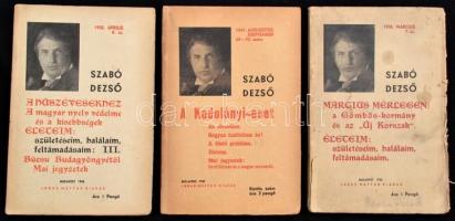 Szabó Dezső 4 db műve az 1930-as évekből: Március mérlegén, A Kodolányi eset, A húszévesekhez..., Ölj.
