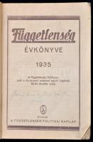 1935 A Függetlenség évkönyve., Papírkötésben, kis sérüléssel
