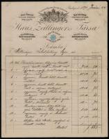 1892 Haris, Zwillinger és Társa díszes fejléces számla