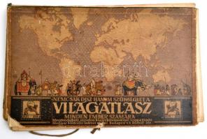 Kogutowicz-Littke Világatlasz, kiadja: Magyar Földrajzi Intézet Rt., 50x31 cm. Borító megviselt álla...