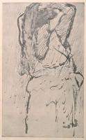 1913 Rippl-Rónai József (1861-1927): Vetköző nő. Cinkográfia, papír, jelzett a cinkográfián, 26×35 cm (A 200 példányban megjelent Fünfzig Handzeichnungen mappából)