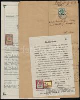 1897-1954 Magyar, osztrák, csehszlovák okmánybélyeges iratok, közte Bécs városi okmánybélyeg is
