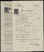 1897-1954 Magyar, osztrák, csehszlovák okmánybélyeges iratok, közte Bécs városi okmánybélyeg is