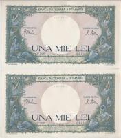 Románia 1943. 1000L (2x) sorszámkövetők T:I,I- Romania 1943. 1000 Lei (2x) sequential serials C:UNC,AU