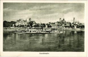 Szentendre - 3 db régi városképes lap: Fő tér, Városháza, Szentendre oldalkerekes gőzös Szentendrénél / 3 pre-1945 town-view postcards