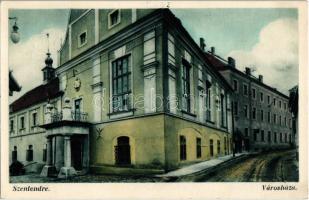 Szentendre - 3 db régi városképes lap: Fő tér, Városháza, "Szentendre" oldalkerekes gőzös ...