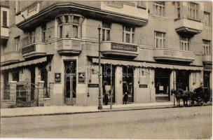 1913 Budapest XIV. Jacobovics és fia Gradó Kávéház,  Strausz Adolf ingatlan, forgalmi és jelzálogkölcsön üzlete, Zeneintézet. Aréna út 17 (mai Dózsa György út)