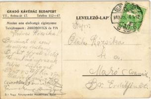 1913 Budapest XIV. Jacobovics és fia Gradó Kávéház,  Strausz Adolf ingatlan, forgalmi és jelzálogköl...