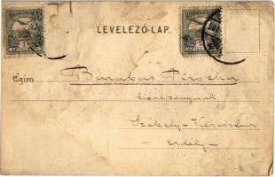 1901 Budapest IX. Üllői úti klinika a Mária utca sarkán, villamos. Divald Károly 110. sz. (szakadás ...