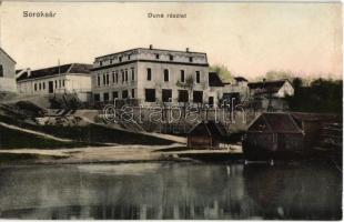 1915 Budapest XXIII. Soroksár, Duna részlet, úszó vízimalom (hajómalom). Temler fény. kiadása / floating watermill (ship mill)