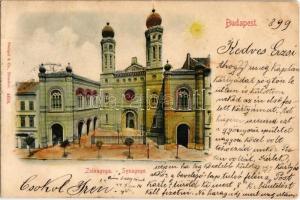 1899 Budapest VII. Dohány utcai zsinagóga. Kézzel színezett / synagogue, hand-coloured