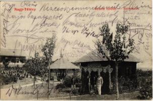 1912 Budapest XXII. Nagytétény, Katonai lövölde, kert, kerekeskút, K.u.K. katonák