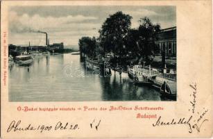 1900 Budapest III. Óbudai hajógyár, "Tachtalia" kerekes személyszállító gőzhajó, DDSG 208-as számú uszály, Divald Károly 134. sz. / TACHTALIA padder