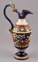 XIX. sz. vége: Gerbing & Stephan majolika váza. Kézzel festett, jelzett, hibátlan / Gerbing & Stephan Majolica Vase c1890 41 cm