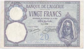 Algéria / Francia igazgatás 1929. 20Fr T:III Algeria / French Administration 1929. 20 Francs C:F Krause 78.b