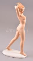 Wallendorf sétáló akt, kézzel festett, jelzett, hibátlan, m:28 cm / Wallendorf nude, perfect conditi...