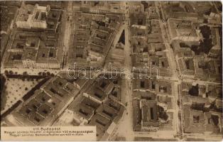 Budapest VII. Magyar színház. Légi felvétel a léghajóból 400 méter magasságból. Kral Sándor tüzérkapitány, a magyar aero-klub kapitányának felvétele / aerial view from an airship