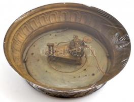 Régi falióra, működik, felhúzókulcs nélkül, d: 27 cm + 1 db Orco táska