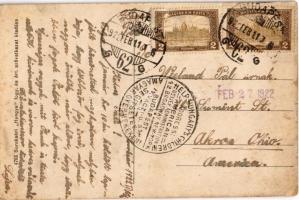 1922 Budapest XXIII. Soroksár, Ferenc József tér, automobil, templom + "Segítsetek a magyar gye...