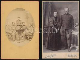cca 1870 és 1917 között készült, 3 db vintage katonai fotó, egyik feliratozva, kettő jelzett, külső ...