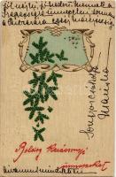 1907 Boldog Karácsonyi Ünnepeket! / Christmas greeting card, Christmas tree. B.K.W.I. 2708. Emb. litho