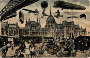1910 Budapest V. Országház a jövőben, montázs / in the future montage