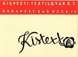 Kistext Kispesti Textilgyár Rt. reklámlapja. Budapest V. Sas utca 16. / Hungarian textile factory ad...