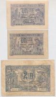 Románia 1915. 1L + 1920. 1L felülbélyegzéssel + 2L T:III,III-
Romania 1915. 1 Leu + 1920. 1 Leu wit...