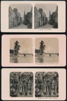 cca 1890 Egyiptom, Cairo, németül feliratozott, 5 db vintage sztereo képpár, 9x18 cm