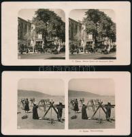 cca 1890 Egyiptom, Cairo, németül feliratozott, 5 db vintage sztereo képpár, 9x18 cm