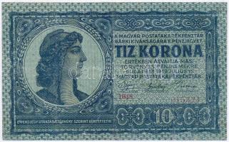1919. július 15. 10K frigiai sapka T:III,III- részben restaurált Adamo K12