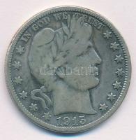 Amerikai Egyesült Államok 1915. 1/2$ Ag Barber T:2- USA 1915. 1/2 Dollar Ag Barber C:VF Krause KM#116