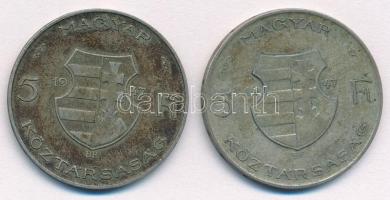1947. 5Ft Ag "Kossuth" (2x) T:2-,3 patina
