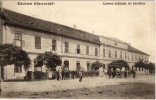 1915 Körmend, Korona szálloda és kávéház, lovaskocsik (EK)