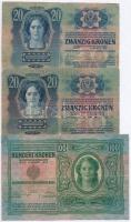 1912. 100K + 1913. 20K (2x) mindhárom hamis "SZOLNOK-DOBOKA VÁRMEGYE SZÉK KÖZSÉG 1910" fel...