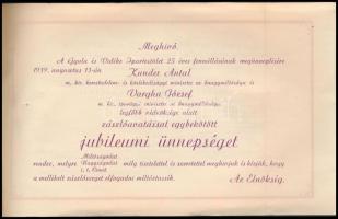 1939 Díszes meghívó a Gyula és Vidéke Ipartestület 25 éves jubileumi ünnepségére