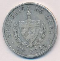 Kuba 1916. 1P Ag T:2 ph.  Cuba 1916. 1 Peso Ag C:XF edge error Krause KM#15.2