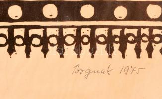 Bognár Zoltán (1924-1992): Körtemető. Linó (próbanyomat), papír, kis gyűrődéssel és folttal,  jelzet...