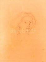 Erdélyi József (1896-1978): Női portré. Ceruza, papír, jelzett, üvegezett keretben, 24×17 cm