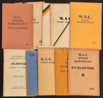 1922-1939 Magyar Athletikai Club (MAC) evezős szakosztályának jelentései, 10 db (1922,1929-1932,1934-1937, 1939.) Papírkötésben, változó állapotban.